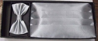 Men's Women's Solid DARK BLACK Wedding Cummerbund & Bow Tie Set-Brand New!V2