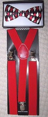 Black, Red, and White Gargoyle Diamonds Adjustable Bow tie-Gargoyle Bowtie-New!