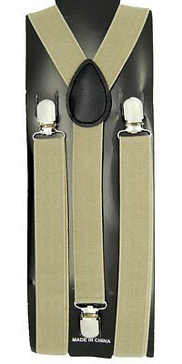 Beige Y-Shape Back Adjustable Suspenders Unisex,Men,Women Tan Suspenders-New