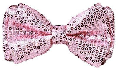 Unisex Light Pink Sequin Tuxedo Classic BowTie Neckwear Adjustable Bow Tie-New