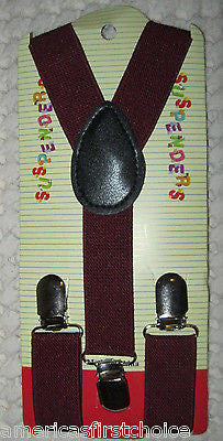 BOYS GIRLS KIDS CLIP-ON Y-Back Elastic Suspenders 1.5CM WIDTH Set of 10 all clrs