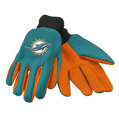 Miami Dolphins Green/Orange Team Logo Licensed NFL Sport Utility Gloves-New