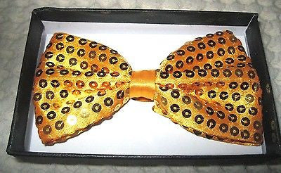 GOLD BRONZE SEQUIN TUXEDO ADJUSTABLE BOWTIE BOW TIE-NEW GIFT BOX!SEQUIN BOW TIE