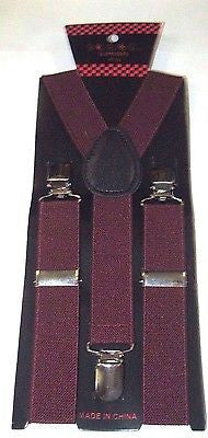 Kids Teens Teenagers Young Adults Burgundy Maroon Y-Back Adjustable Suspenders