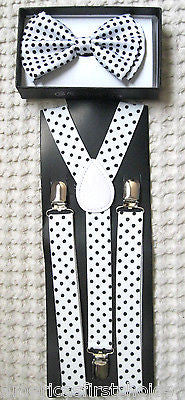 FRENCH BLUE BLACK TIPS TUXEDO BOW TIE+ SOLID FRENCH BLUE  SUSPENDERS COMBO SET