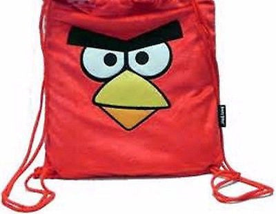RED ANGRY BIRDS FACE DRAWSTRING BAG BACKPACK TRAVEL STRING  BAG-ROVIO-NEW!!