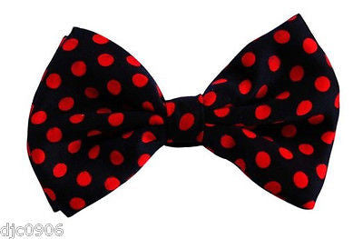 Unisex Black w/Red Polka  Dot Tuxedo Classic BowTie Neckwear Adjustable Bow Tie