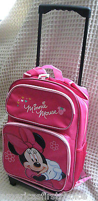 WALT DISNEY MINNIE MOUSE 16" ROLLING DETACHABLE BACKPACK!DETACHABLE BACK PACK