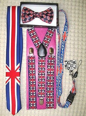 UK British Flag Y-Back Suspenders,UK Lanyard,UK Neck Tie & UK British Bow Tie-26