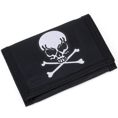 Black with Skull and Crossbones Wallet Unisex Men's 4.5" x 3" W-New in Package!