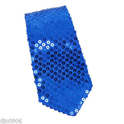 Unisex Goth Men's Royal Blue Sequin Wedding Fashion Neck tie 56" L x 3" W-New