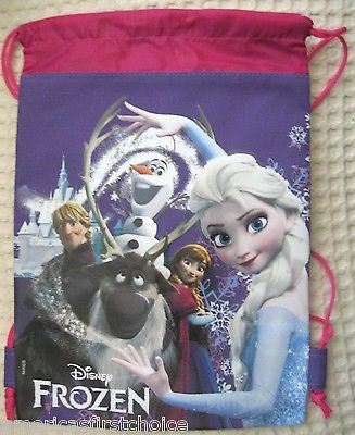 FROZEN ANNA,ELSA,SVEN,HANS,OLAF PURPLE DRAWSTRING BAG BACKPACK TRAVEL POUCH