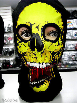 Beanie Full Face Yellow Skull face open mouth mask costume halloween attire-New!