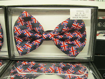 SMALL UNITED KINGDOM FLAGS ADJUSTABLE BOW TIE-NEW GIFT BOX!FLAGS BOW TIE