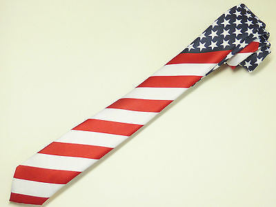 US Patriotic American Flags Red,White,Blue Unisex Men's Tie Necktie 57"Lx2" W
