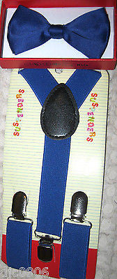 Kids Boys Brown Adjustable Bow Tie & Kids Brown Y-Back Adjustable Suspenders-New