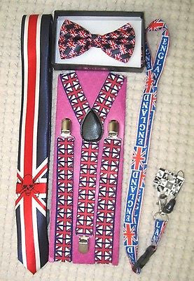 UK British Flag Y-Back Suspenders,UK Lanyard,UK Neck Tie & UK British Bow Tie-17