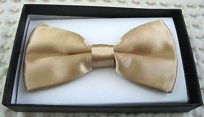 2-TONE GOLD AND BLACK ADJUSTABLE TUXEDO BOW TIE-NEW GIFT BOX!GOLD WITH BLACK TIP