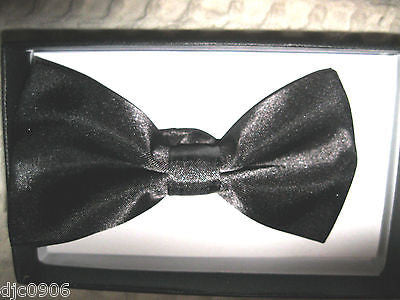 Solid Black Adjustable Bow Tie & Solid Black Adjustable Suspenders Combo-New