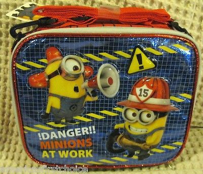 Despicable Me 2 Minions At Work Firemen 9.5" Lunch Box Lunch Bag+Minions Lanyard