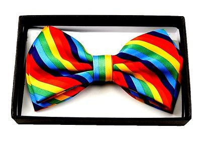 RAINBOW STRAIGHT STRIPED STRIPES ADJUSTABLE  BOW TIE BOWTIE-NEW IN BOX!VERSION5