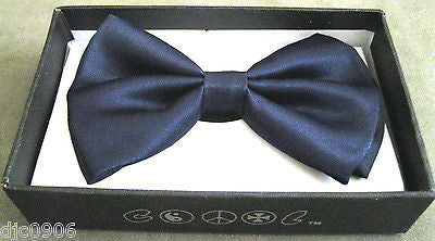 Navy Blue Adjustable Bow tie & Navy Blue Black Checkered Suspenders Combo-New!