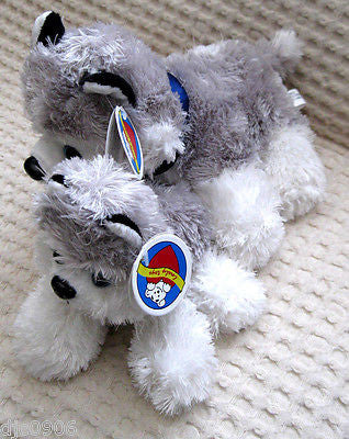 Husky 8" and Husky 6" Gray Plush Dogs-Husky Mother and Baby Set by Lonely Toys