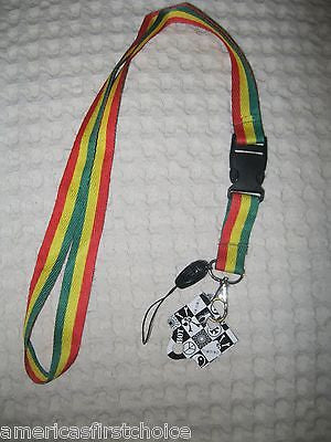 Rasta Stripes with Potted Marijuana Weed 15" Lanyard/Landyard ID Holder Keychain