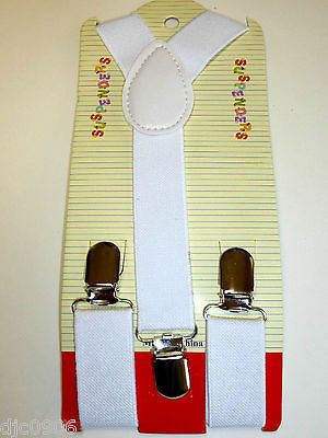 Solid White Kids Boys Girls Y-Style Back Adjustable suspenders-New in Package