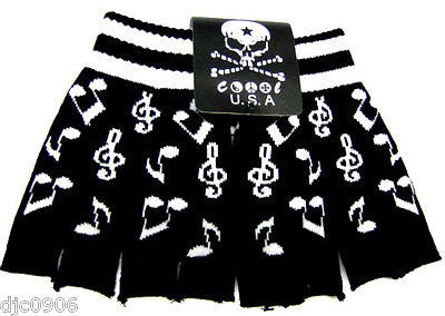 NEW BLACK WHITE MUSICAL NOTES CUTOFF KNIT FINGERLESS GLOVES WINTER WOMENS GIRLS