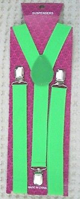 Lime Green Y-Back Adjustable Suspenders Men,Women Lime Green Suspenders-New