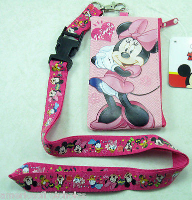 DISNEY MINNIE MOUSE LANYARD WITH DETACHABLE COIN POUCH/WALLET/PURSE AND PEN-NEW!