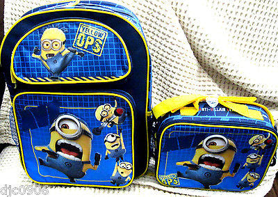 Despicable Me 2 Minions Minion Jerry Stuart School 16" Backpack & Lunch Box-New!