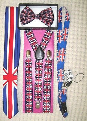 UK British Flag Y-Back Suspenders,UK Lanyard,UK Neck Tie & UK British Bow Tie-26