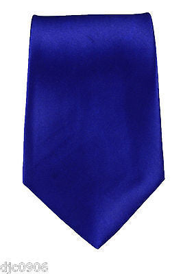 Unisex Royal Blue Silk Feel Neck tie 56" L x 3" W-Dark Blue NeckTie-New