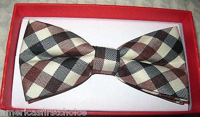 Kids Boys Girls Black and White Checkers Checkered Adjustable Bow Tie-New!