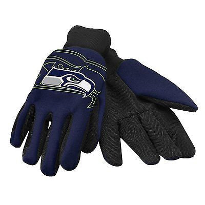 Seattle Seahawks Blue Raised Team Logo Licensed NFL Sport Utility Gloves-New!