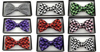 PURPLE & BLACK CHECKERED TUXEDO ADJUSTABLE BOW TIE-NEW!PURPLE CHECKERED BOW TIE