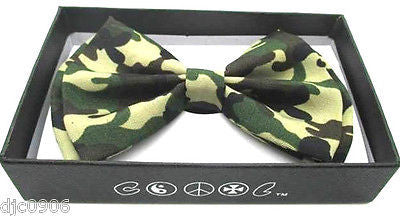 UNISEX MILITARY/ARMY GREEN CAMO CAMOUFLAGE ADJUSTABLE  BOW TIE-NEW GIFT BOX!V2