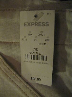 EXPRESS PRECISION FIT SIZE 7/8 CAPRI WHITE JEANS-NEW WITH TAGS!