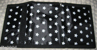 Black with White STARS Wallet Unisex Men's 4.5" x 3" W-New in Package!