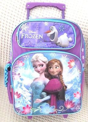Disney Frozen Anna,Elsa, and Olaf Sisters Stick Together 16" Rolling Backpack