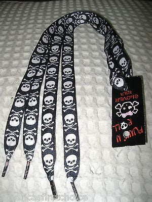 Premium Pirates Skulls and Crossbones Rockabilly Punk Shoe laces Shoelaces-New!