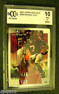 Michael Vick RC 2001 Upper Deck MVP ROOKIE GEM Mint Graded BCCG10-Falcons RC QB