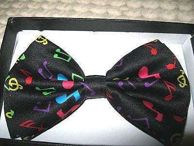 UNISEX ADULT KID MULTI COLOR MUSICAL BARS&NOTES ADJUSTABLE BOWTIE BOW TIE-NEW!