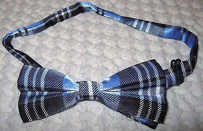 BLUE PLAID TUXEDO ADJUSTABLE  BOW TIE BOWTIE-NEW IN BOX!PLAID BOW TIE-version2