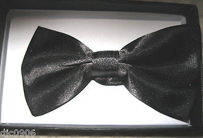 SOLID BLACK ADJUSTABLE  BOW TIE BOWTIE-BLACK ADJUSTABLE BOW TIE-NEW GIFT BOX!