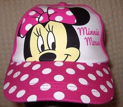 Disney Minnie Mouse Pink Polka Dot Screen Print Adjustable Baseball Cap-New!