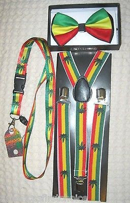 Rasta Stripes Adjustable Bow Tie and Rasta Stripes Necktie 420 Special Combo