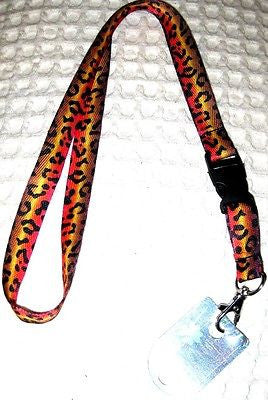 Orange Yellow Red Rust Zebra Print Design 15" lanyard Keychain ID Holder-New!!!